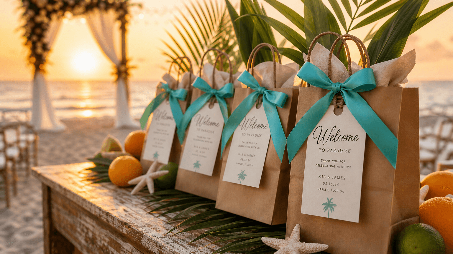 Florida Beach Wedding Welcome Bag Guide: Ideas, Costs & What to Pack