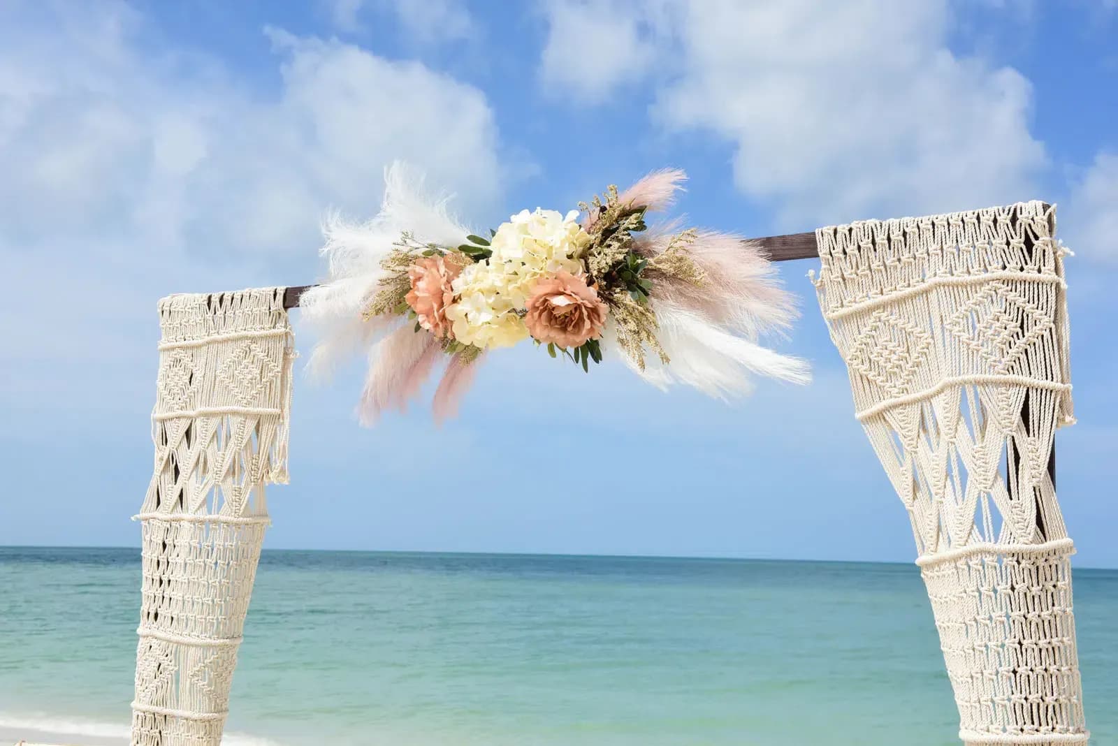 Macrame and Flowers Wedding Arch