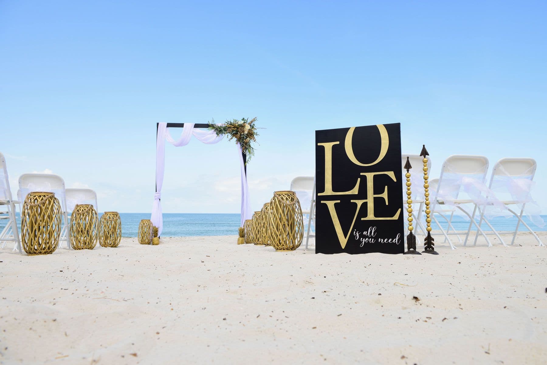 Beach wedding setup with