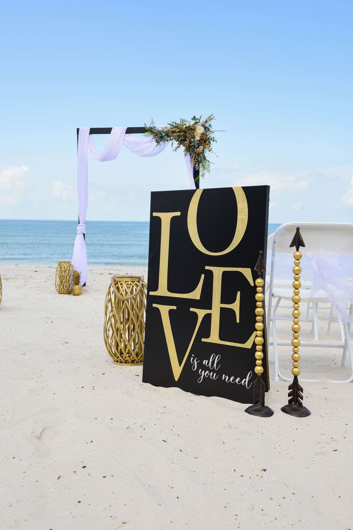 Beach wedding setup with