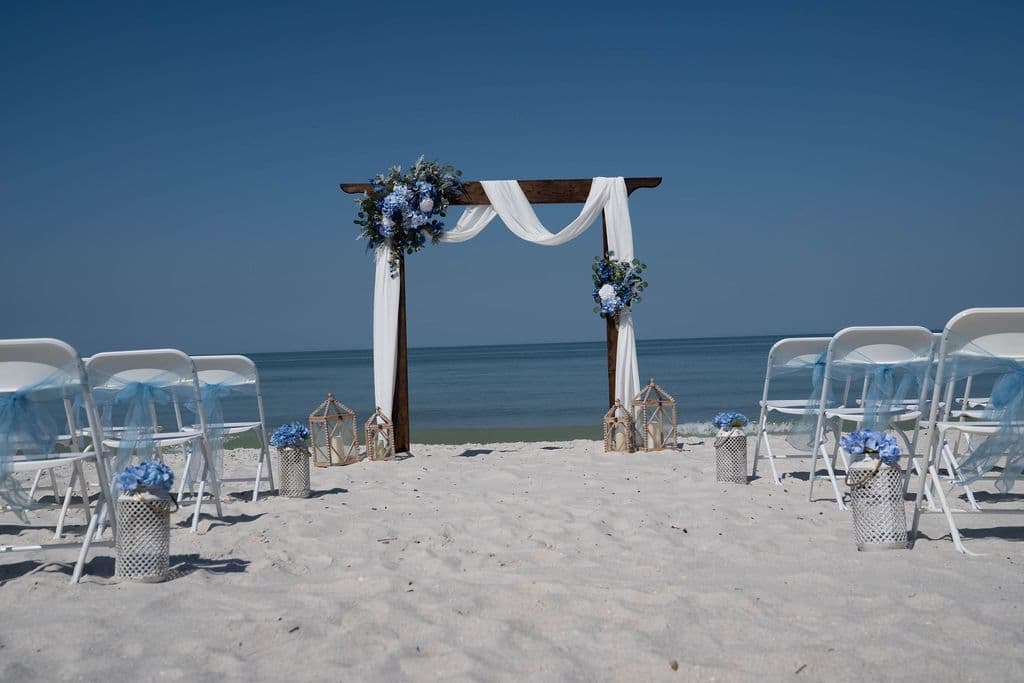 Florida beach wedding decor setup