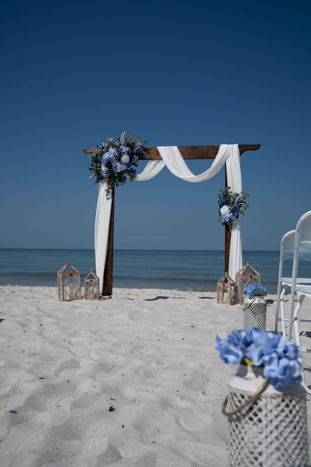 Florida beach wedding decor setup