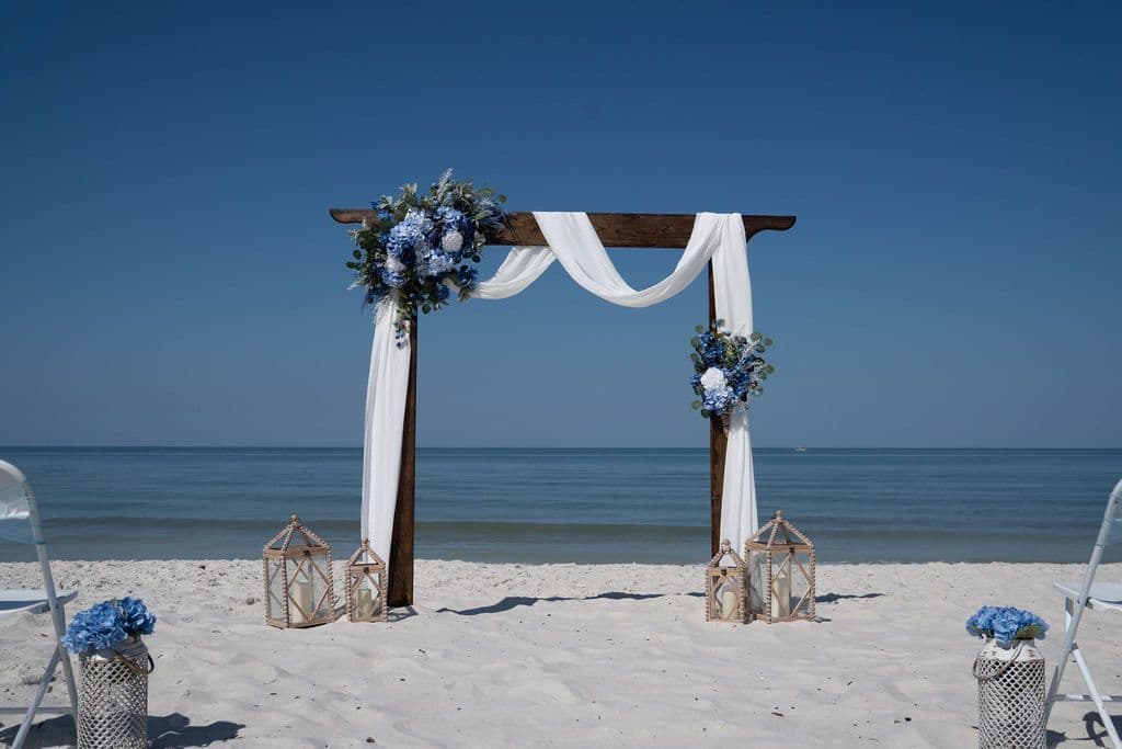 Florida beach wedding decor setup