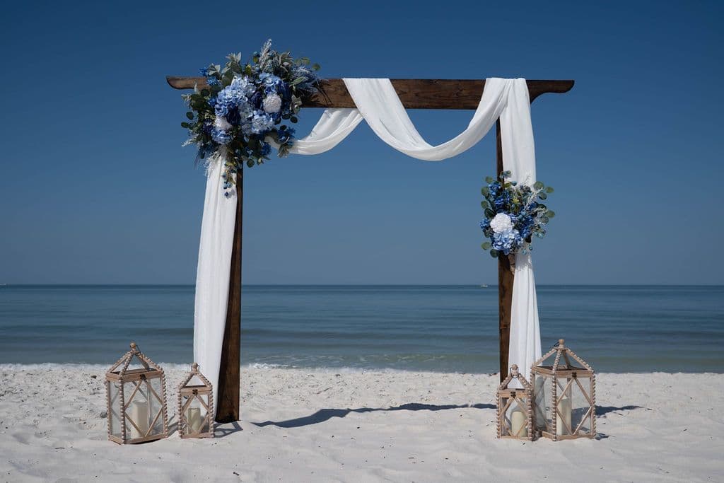 Florida beach wedding decor setup