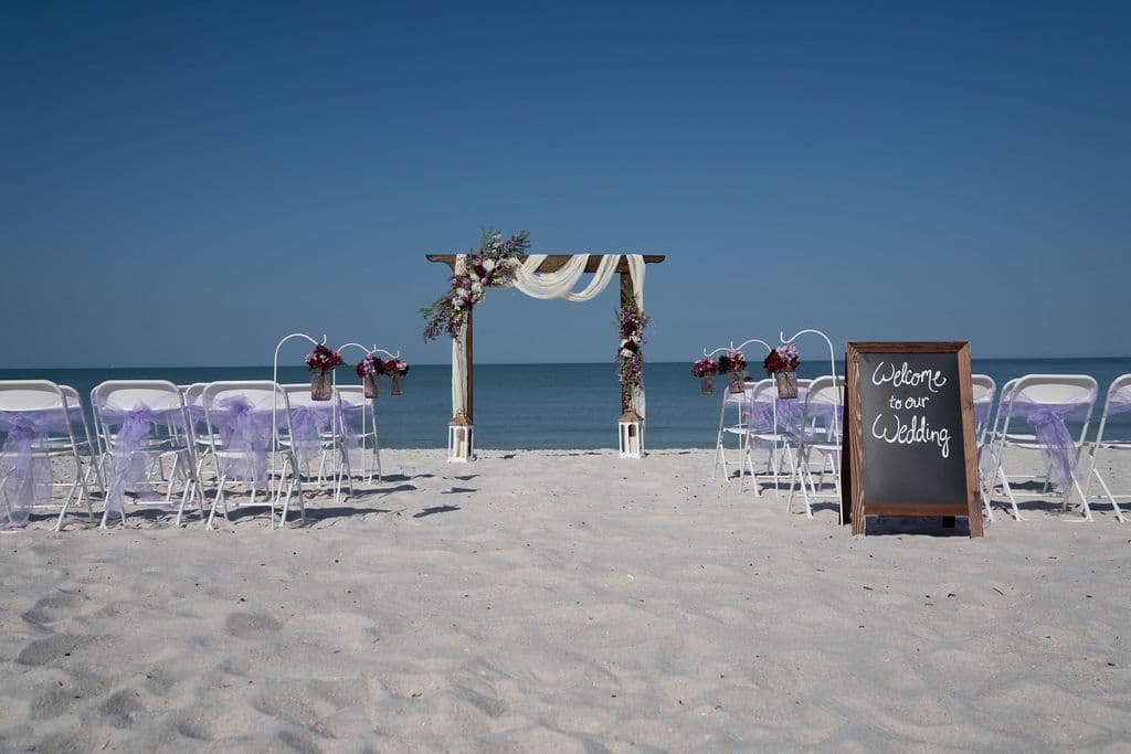 Florida beach wedding decor setup