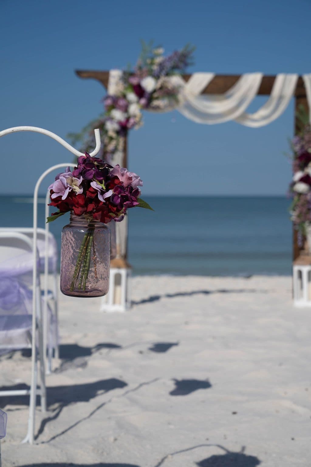 Florida beach wedding decor setup