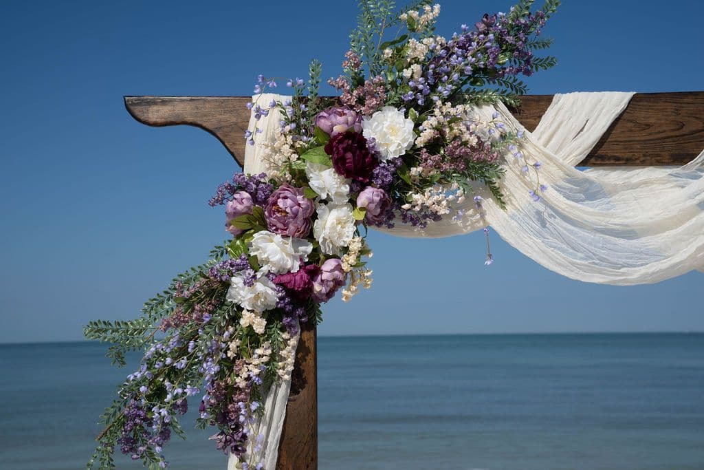Florida beach wedding decor setup