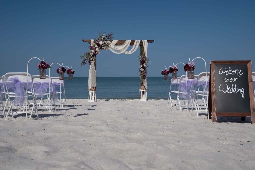 Florida beach wedding decor setup