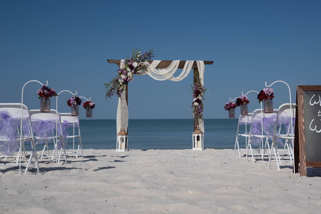 Florida beach wedding decor setup