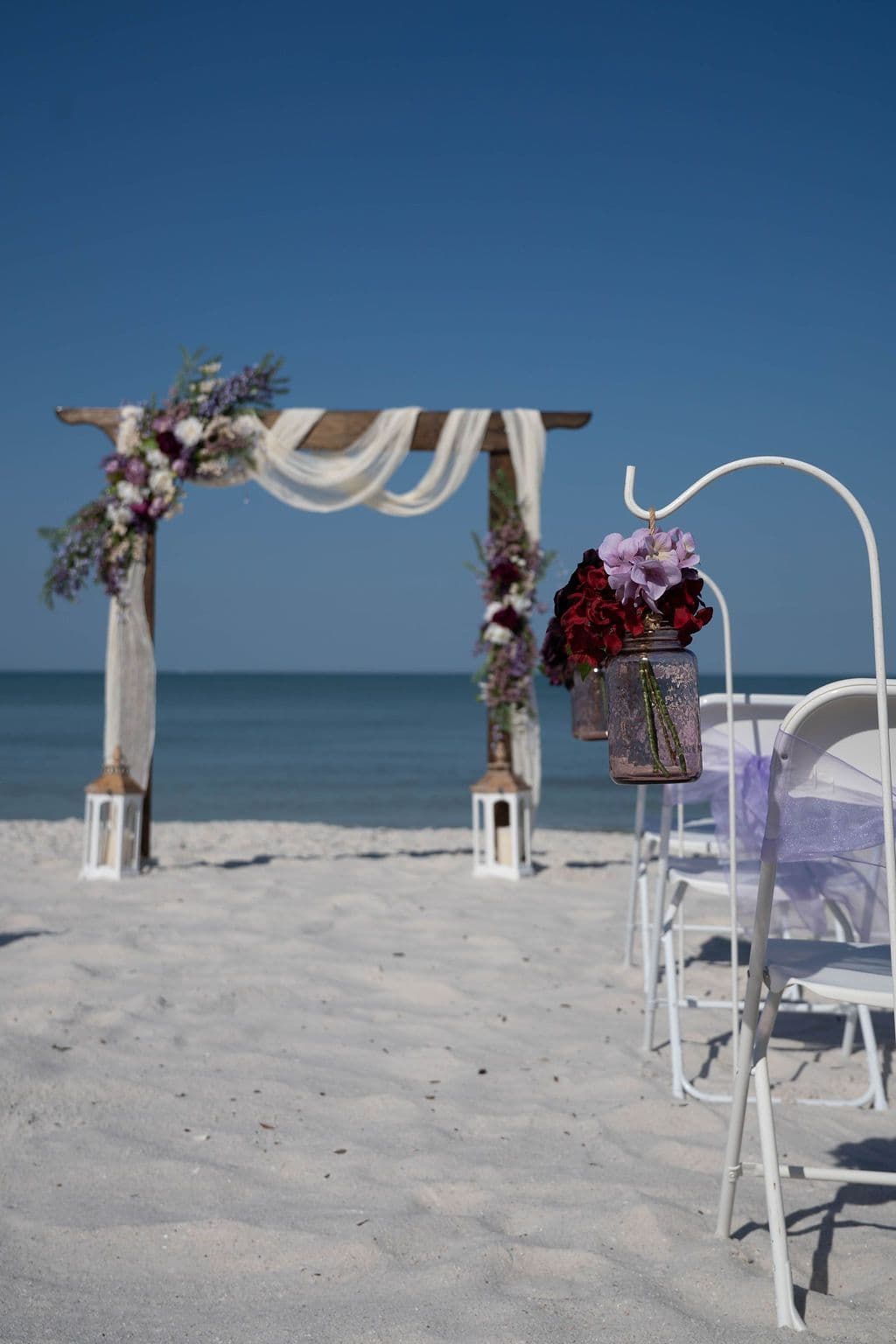 Florida beach wedding decor setup