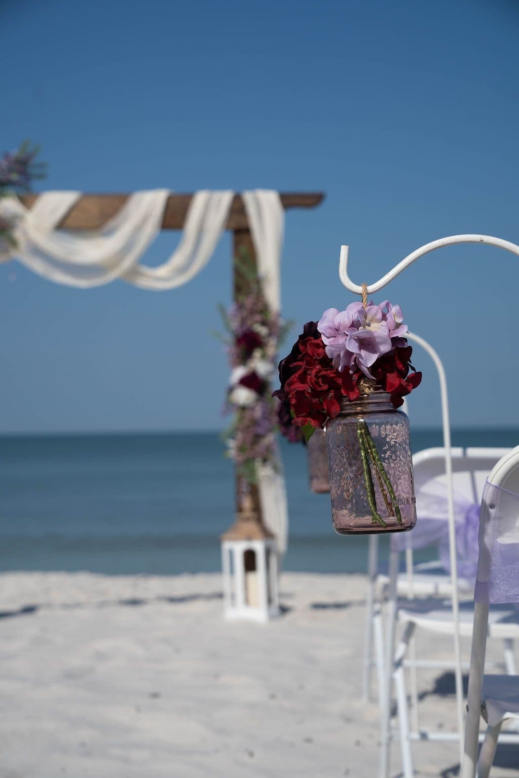 Florida beach wedding decor setup