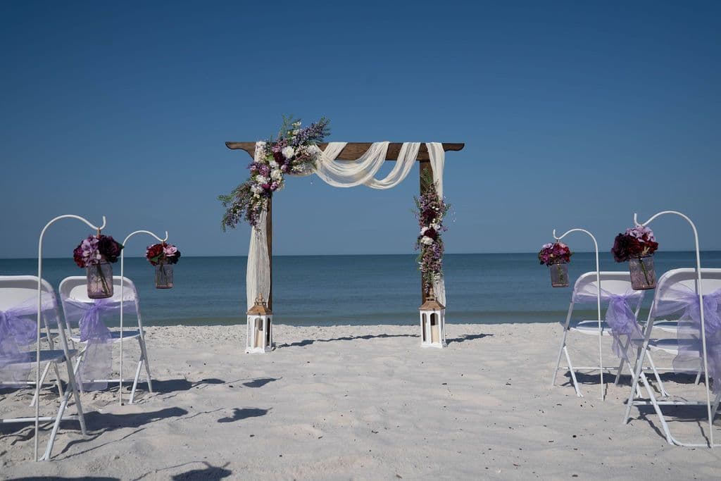 Florida beach wedding decor setup