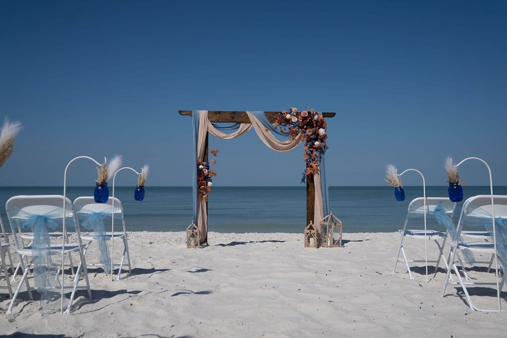Florida beach wedding decor setup