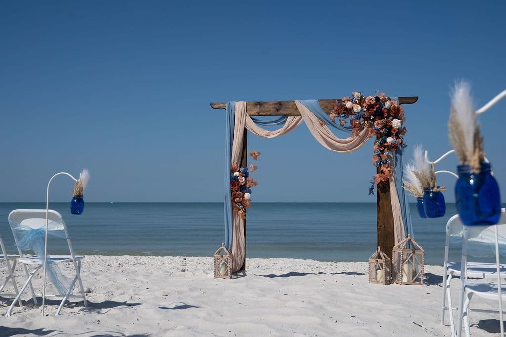 Florida beach wedding decor setup
