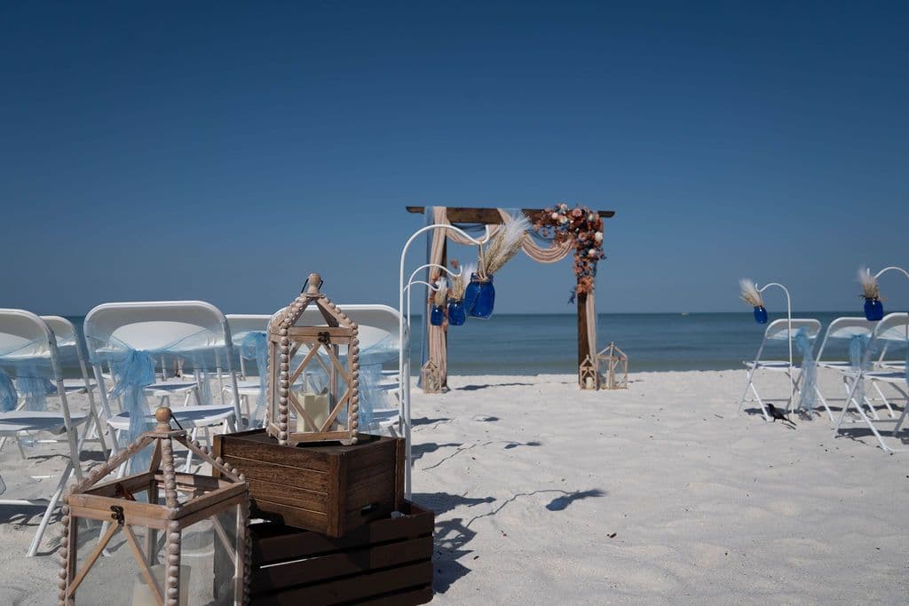 Florida beach wedding decor setup