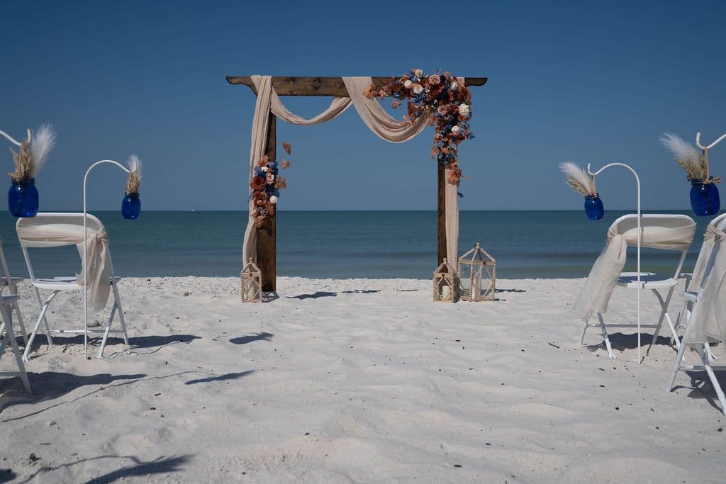 Florida beach wedding decor setup