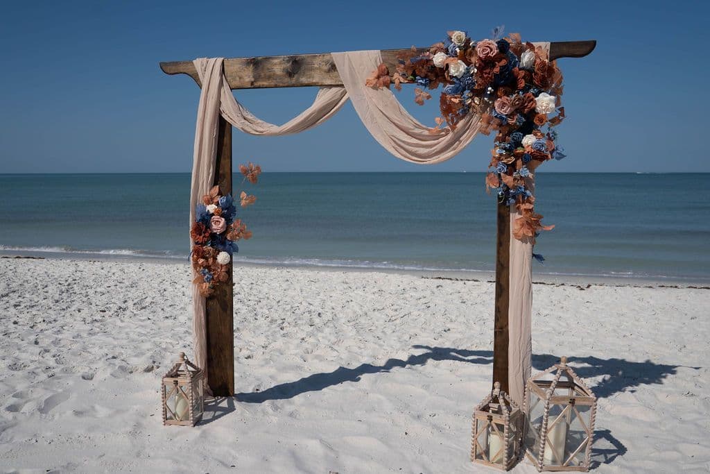 Florida beach wedding decor setup