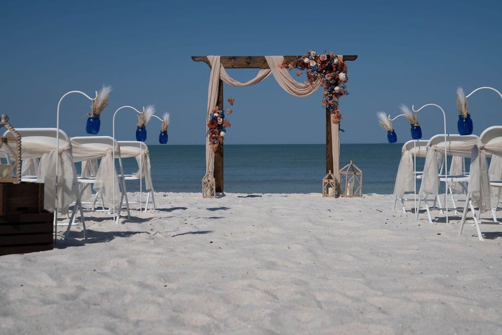 Florida beach wedding decor setup