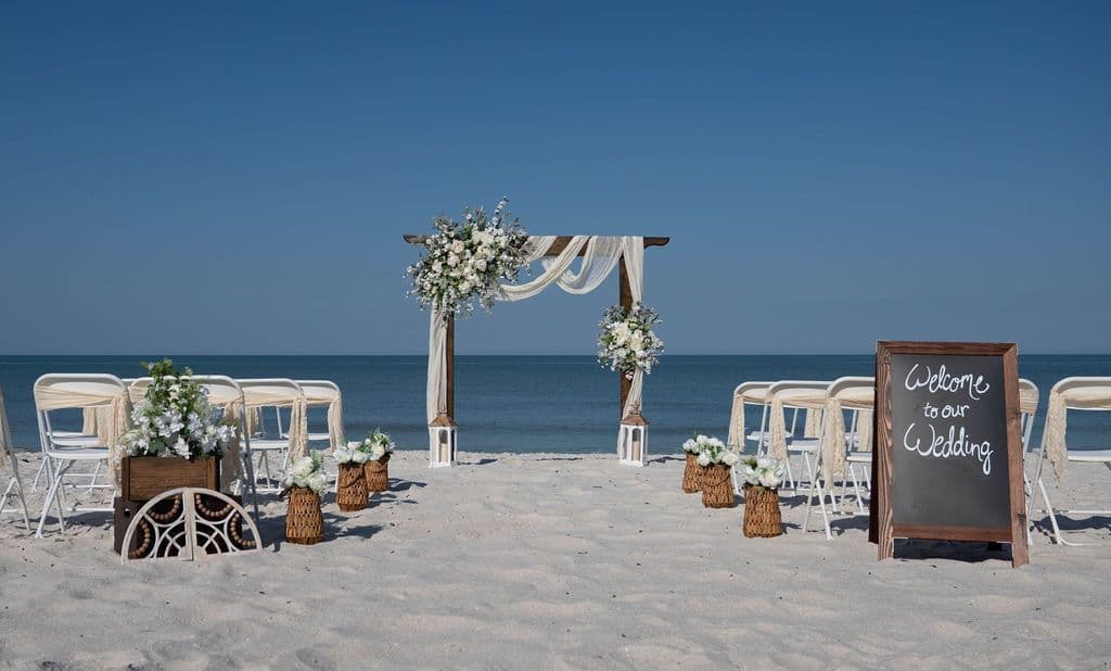 Florida beach wedding decor setup