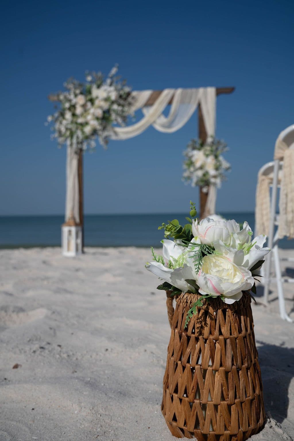 Florida beach wedding decor setup