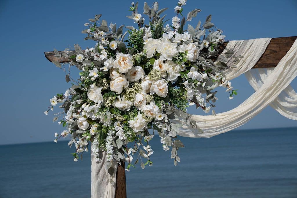 Florida beach wedding decor setup