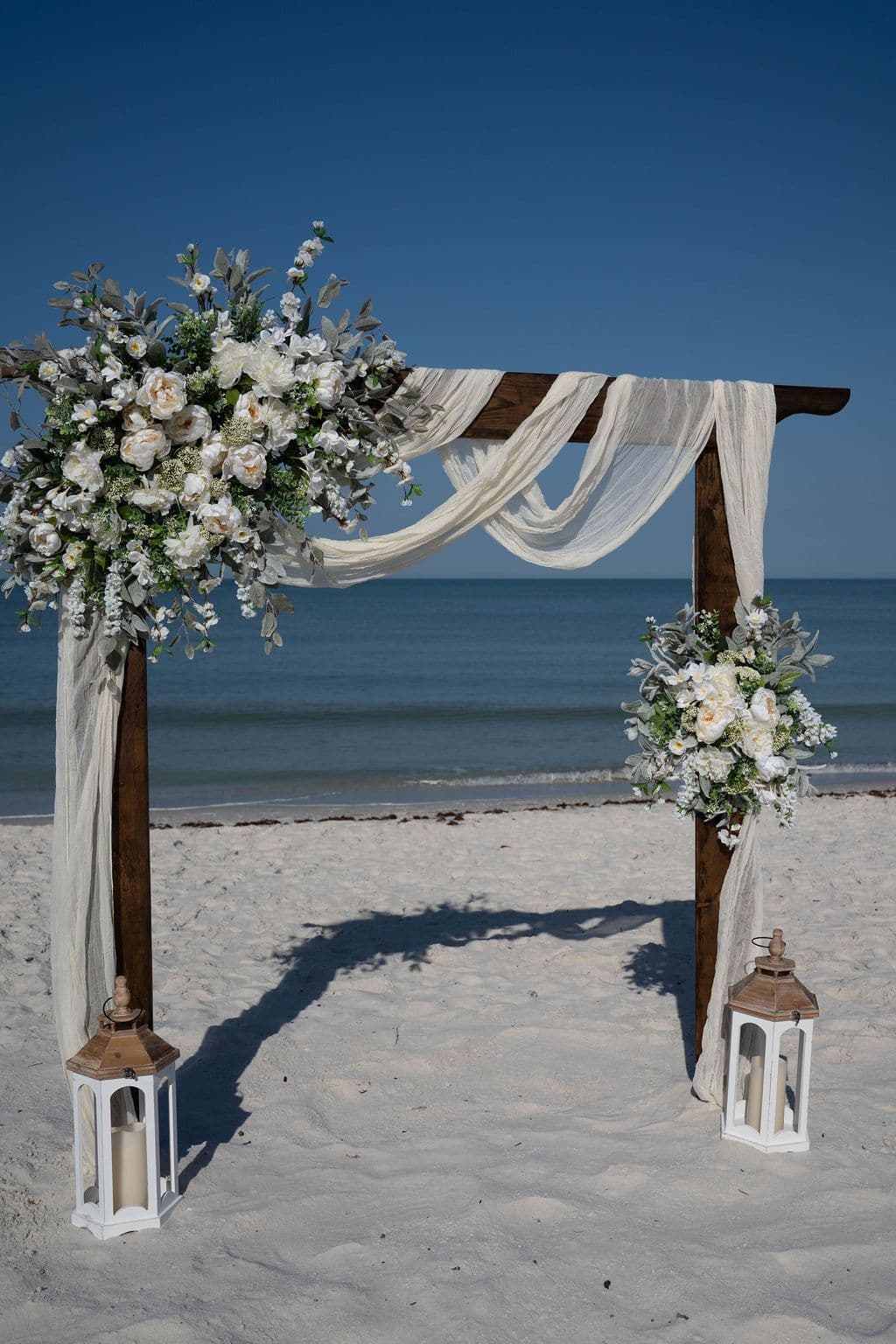 Florida beach wedding decor setup