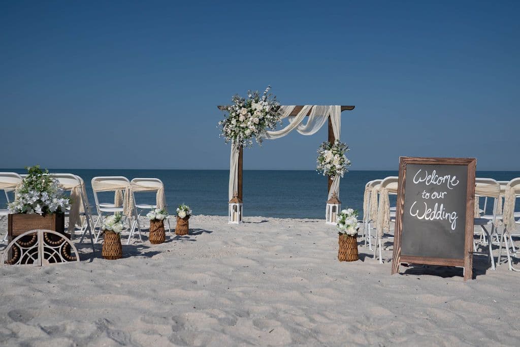 Florida beach wedding decor setup