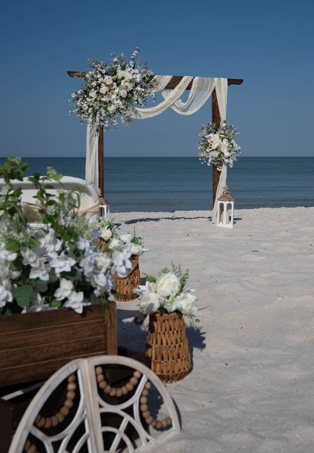 Florida beach wedding decor setup